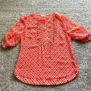 41 Hawthorne Sheer Orange Blouse Sz Small